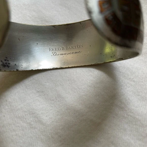 Rare Vintage Reed & Barton Damascene Cuff and Pin/Pendant Set - Picture 4 of 8